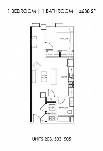 Floor plan One Bedroom One Bath
