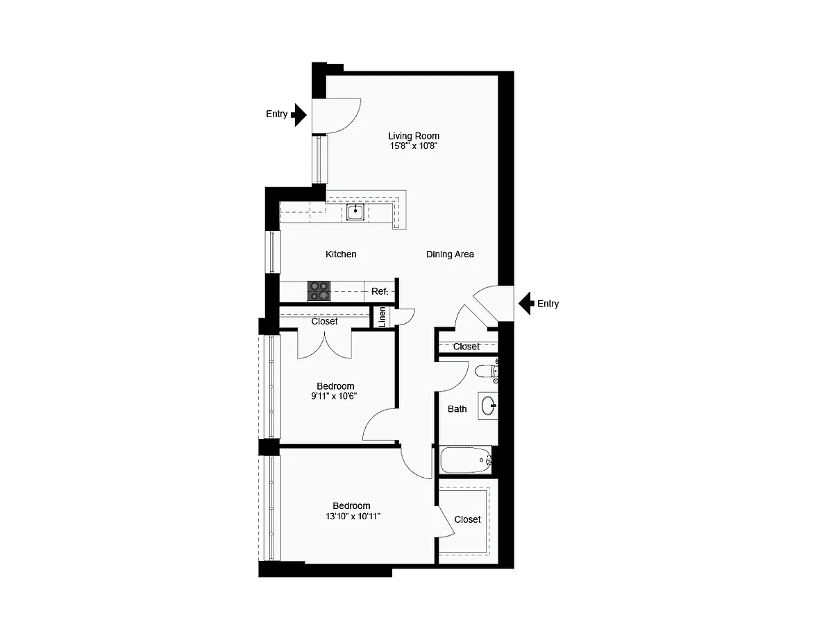 Floor plan Two Bedroom Private Entry