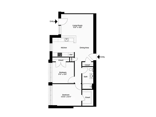 Floor plan Two Bedroom Private Entry