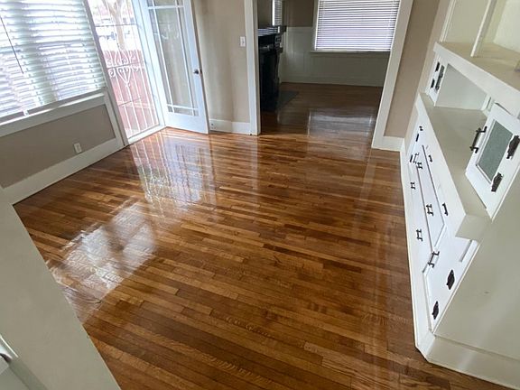 Refinished floors in dining room