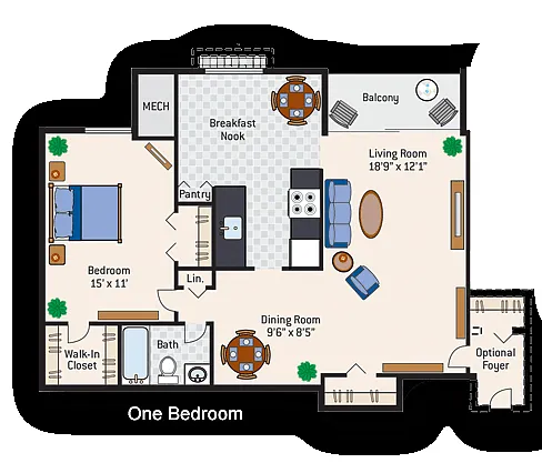 Floor plan 1 Bedroom 1 Bath
