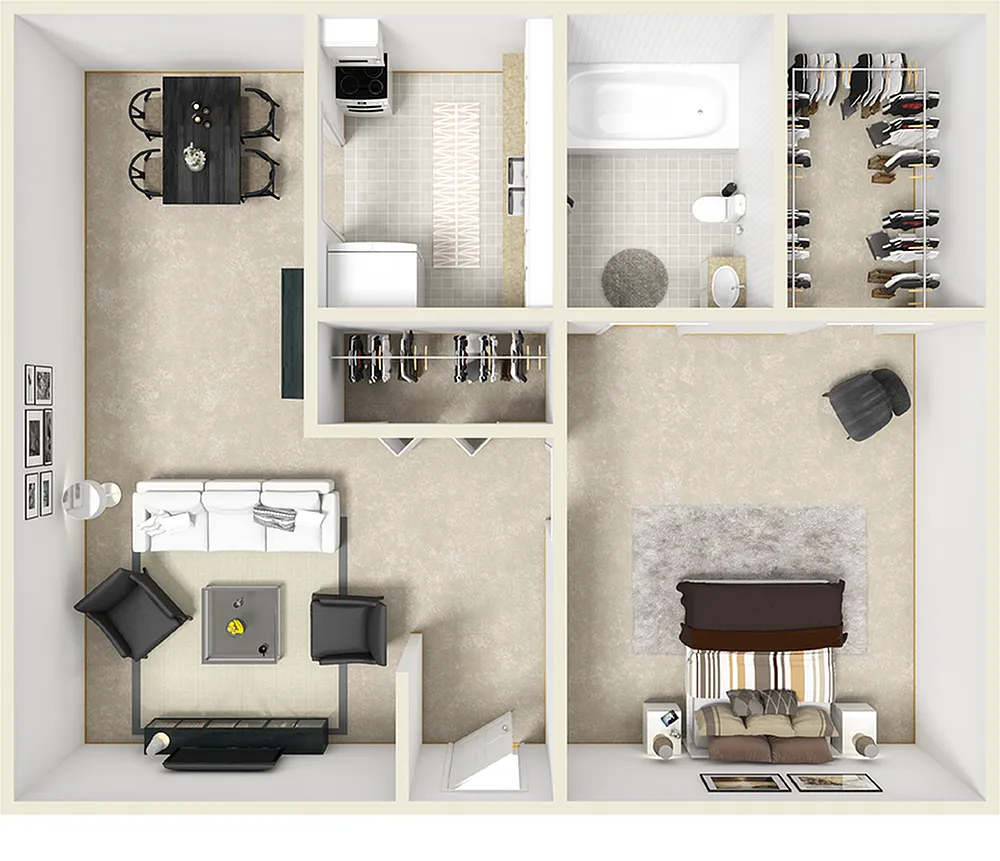 Floor plan Village West 1/1