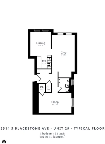 Floor plan 1 Bed | 1 Bath (B4)