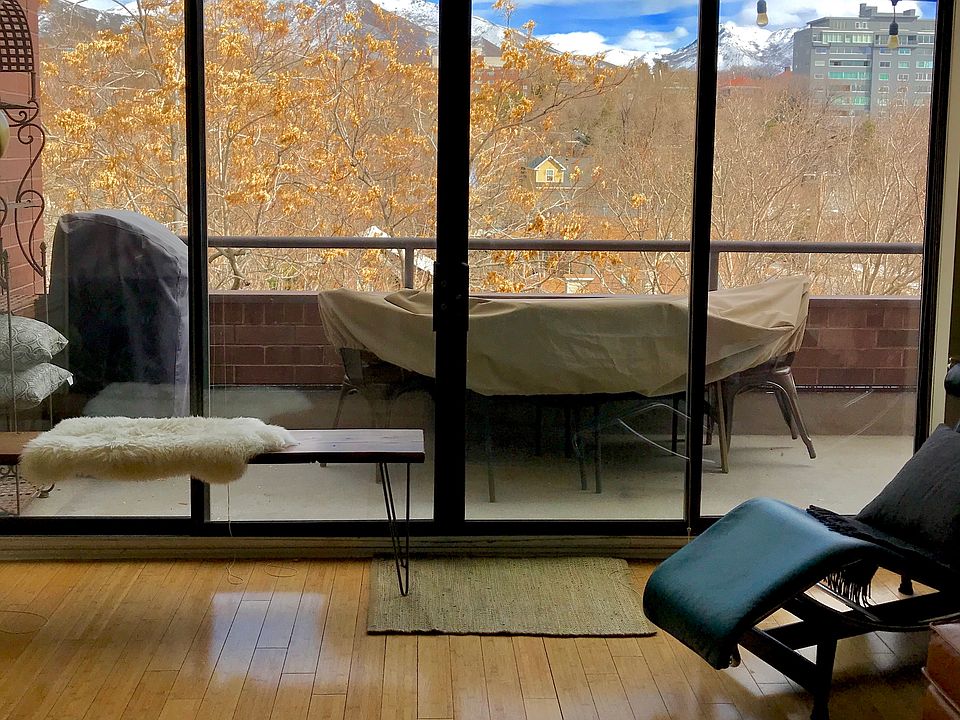 Balcony view from living space.