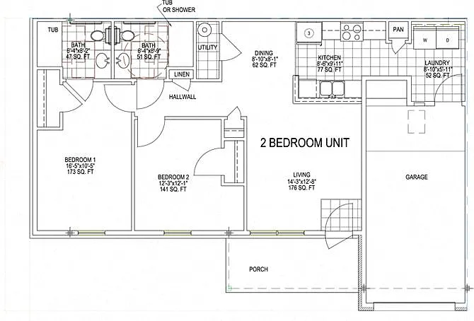 Floor plan 2 Bedroom Unit
