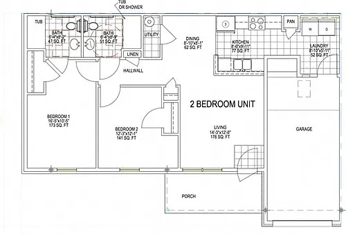 Floor plan 2 Bedroom Unit