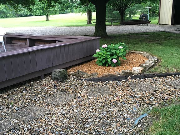 landscaping around deck.