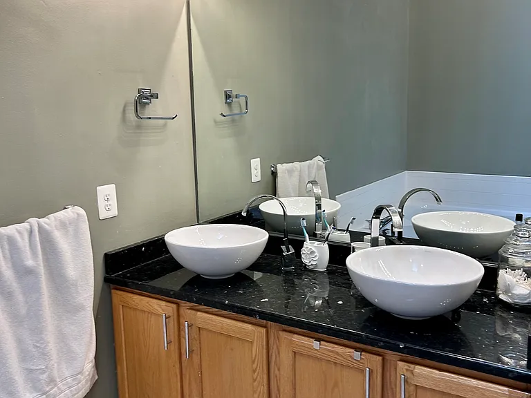 Master bath vanity with double sinks
