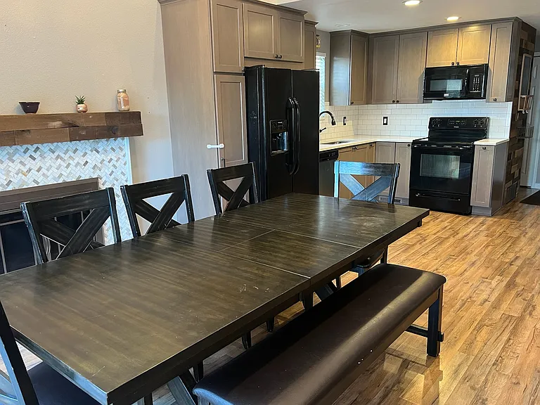 Dining room and kitchen