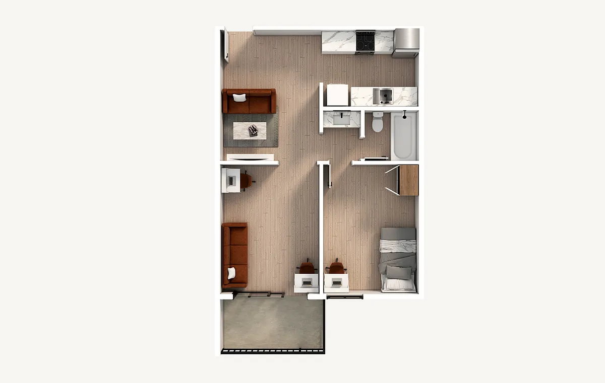 Floor plan 2 Bedroom | 1 Bath A