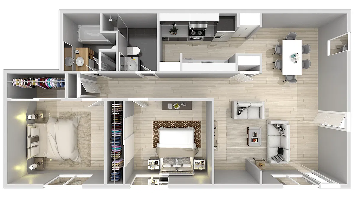 Floor plan 2 Bedroom & 2 Bath