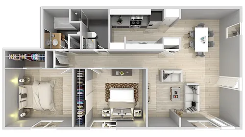 Floor plan 2 Bedroom & 2 Bath