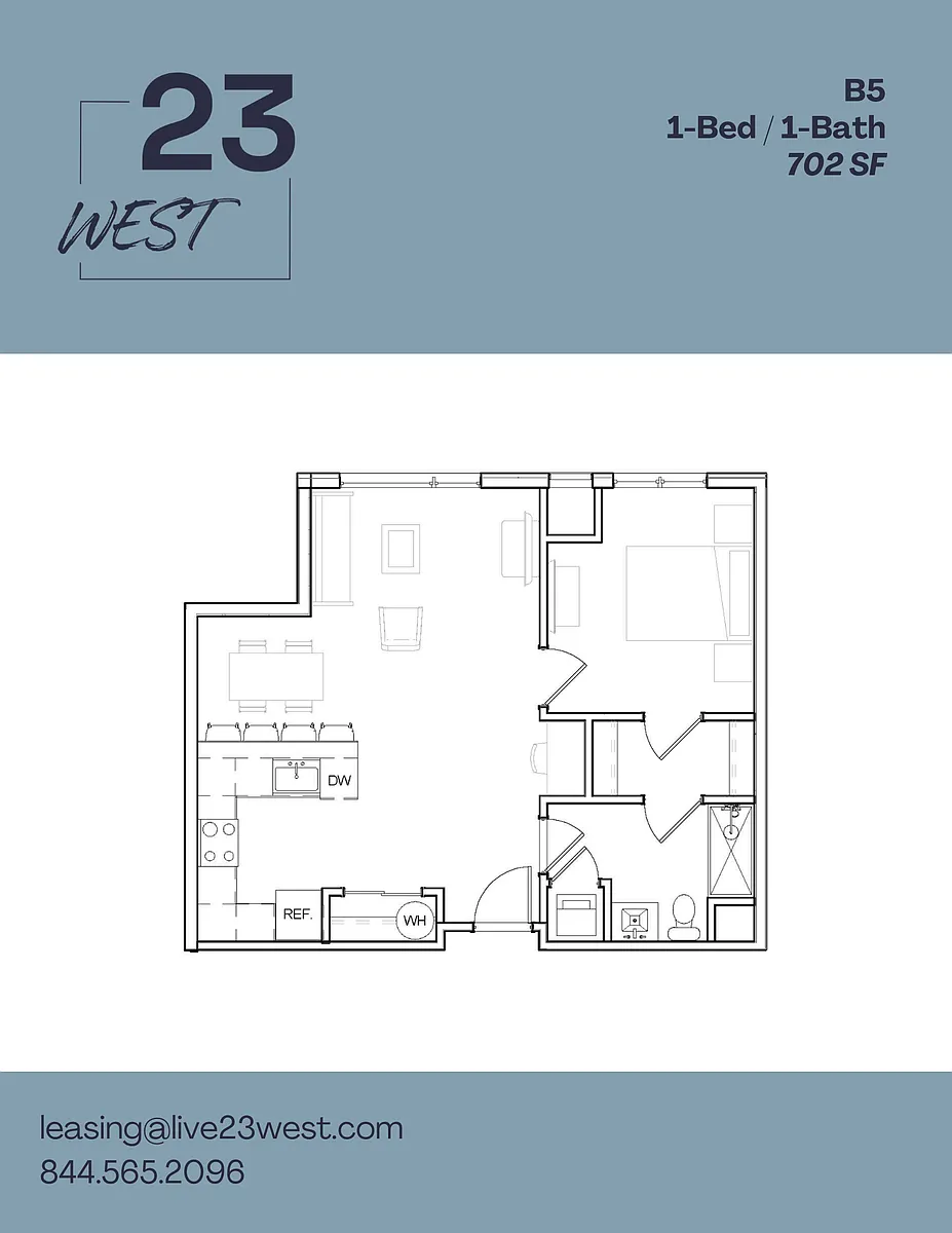 Floor plan B5 - 1 Bed 1 Bath