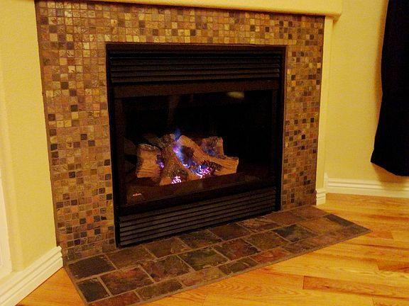 Fireplace with slate tile