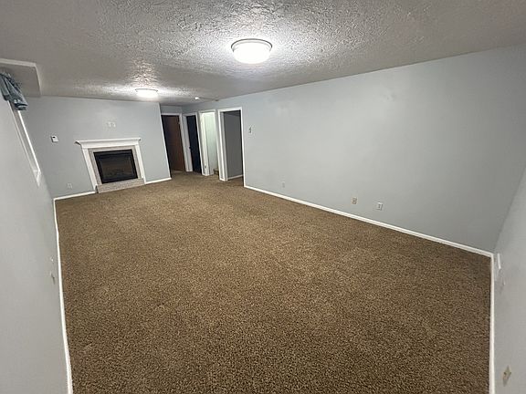 Downstairs living area gas fireplace