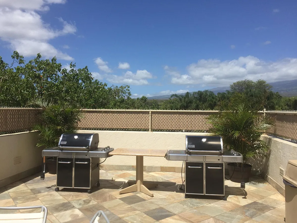 Outdoor BBQs with gas grills and Haleakala Crater view. - 1993 S Kihei Rd #316