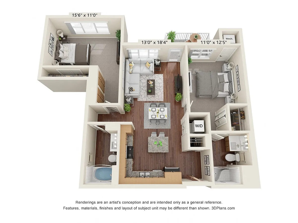 Floor plan Two Bedroom - D