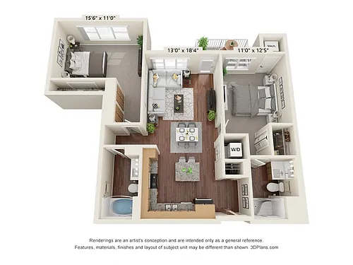 Floor plan Two Bedroom - D