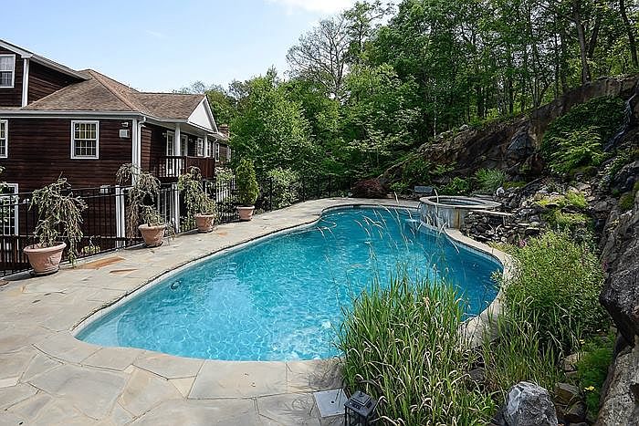 View of pool and backyard