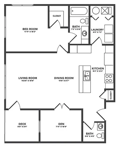 Floor plan Cranford - 1Bedroom + Flex Space