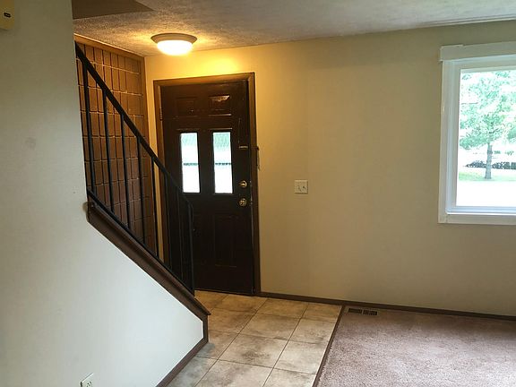 Front door and living room