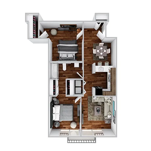 Floor plan Two Bedroom One Bath