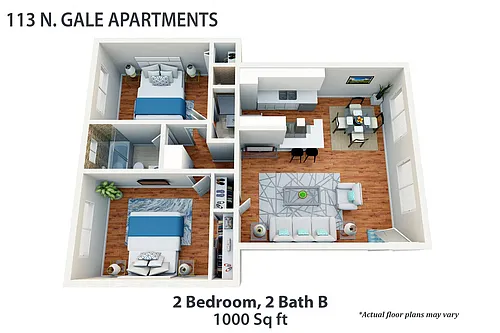 Floor plan 2 Bedroom, 2 Bath