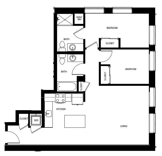 Floor plan 2 Bed/2 Bath-MC1