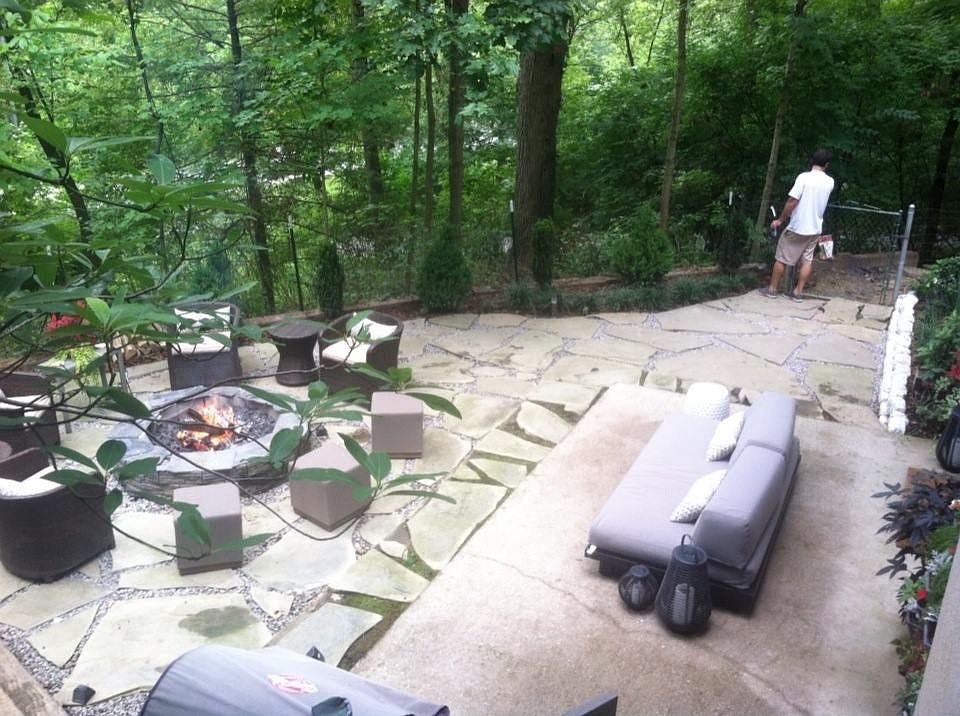 Custom stone firepit & patio