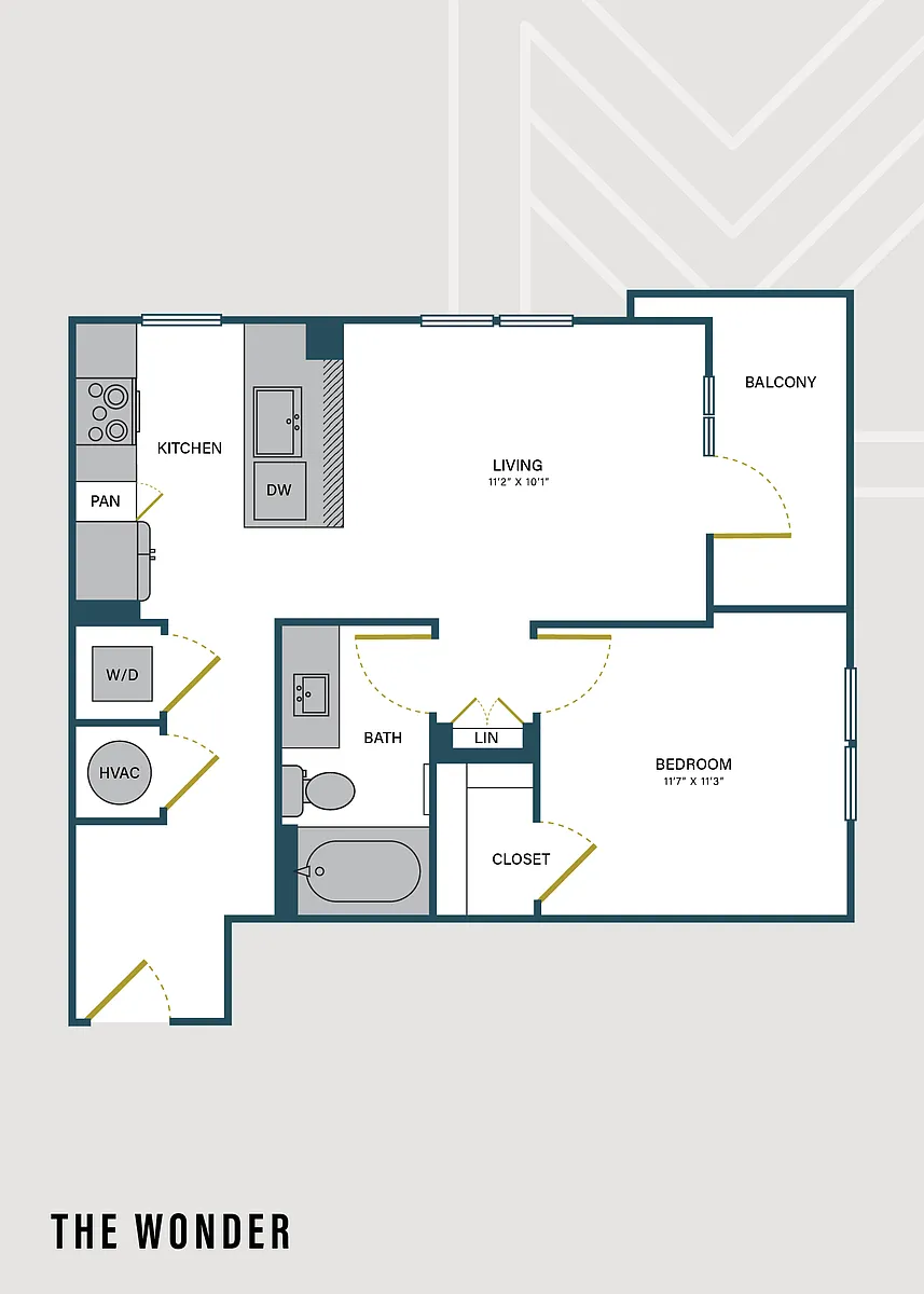 Floor plan The Wonder | 1 Bed | 1 Bath