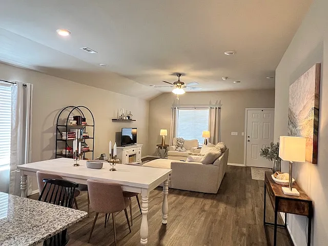 Great open living/dining/kitchen with wood-look LVP flooring!