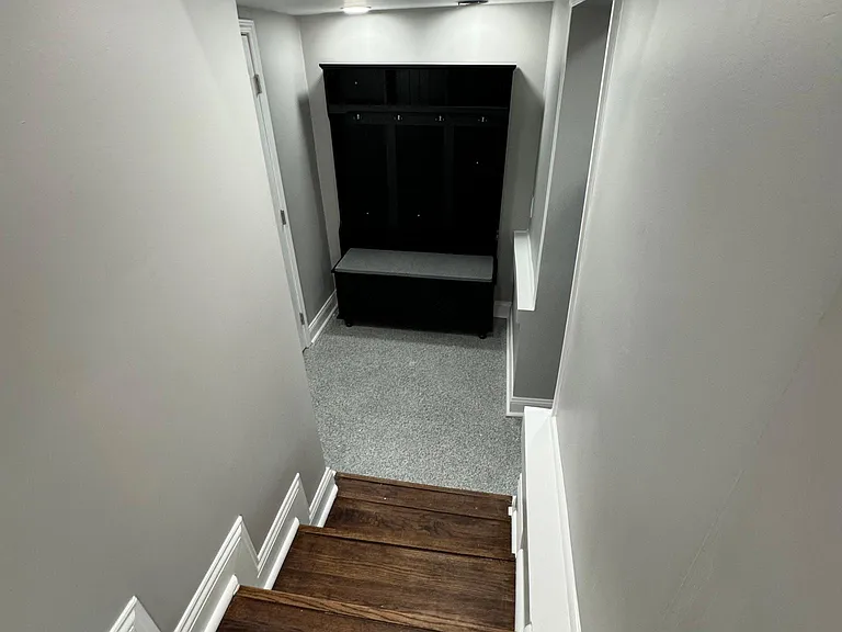 View down to mudroom, garage and laundry room