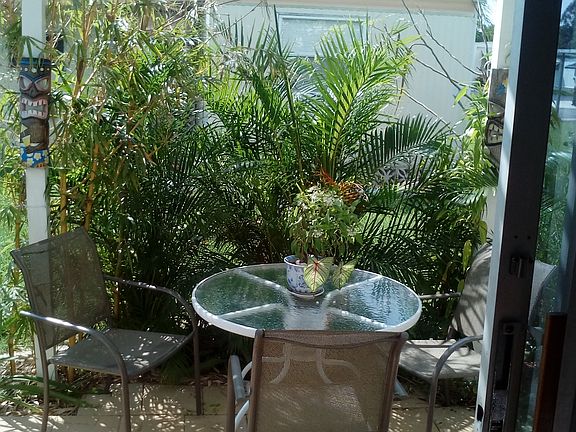 Shaded gazebo patio.