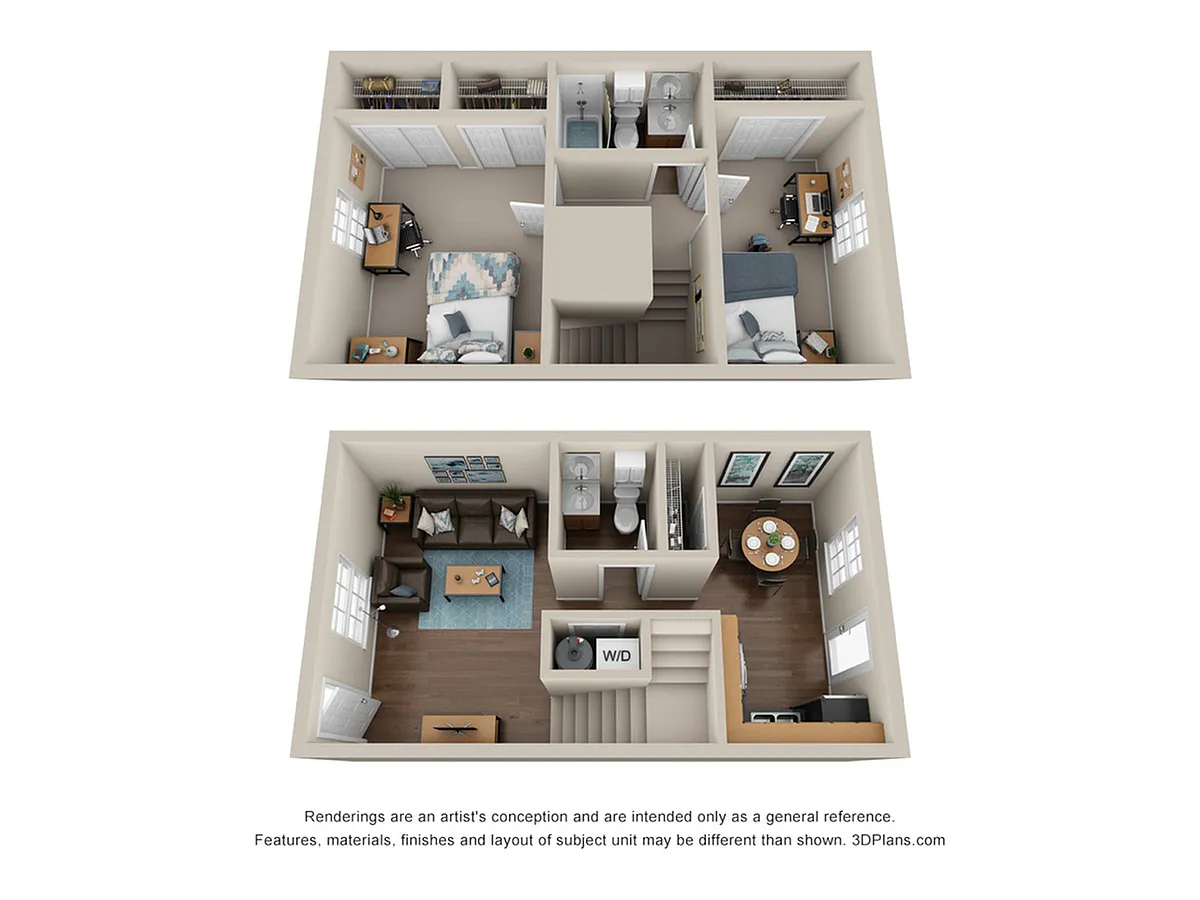 Floor plan 2 Bed 1.5 Bath TH