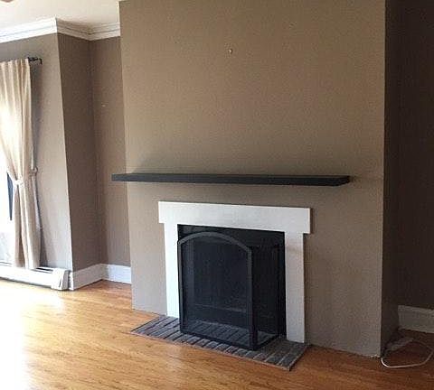Living Room wood burning fireplace