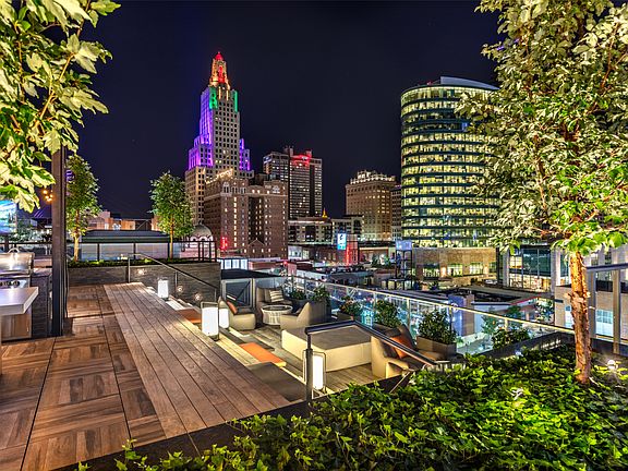 The Floating Sundeck at Two Light Luxury Apartments in the evening