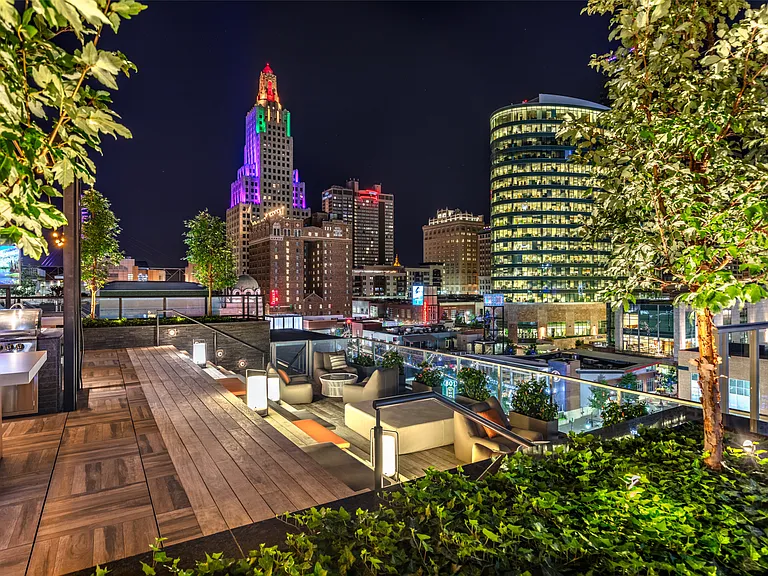 The Floating Sundeck at Two Light Luxury Apartments in the evening