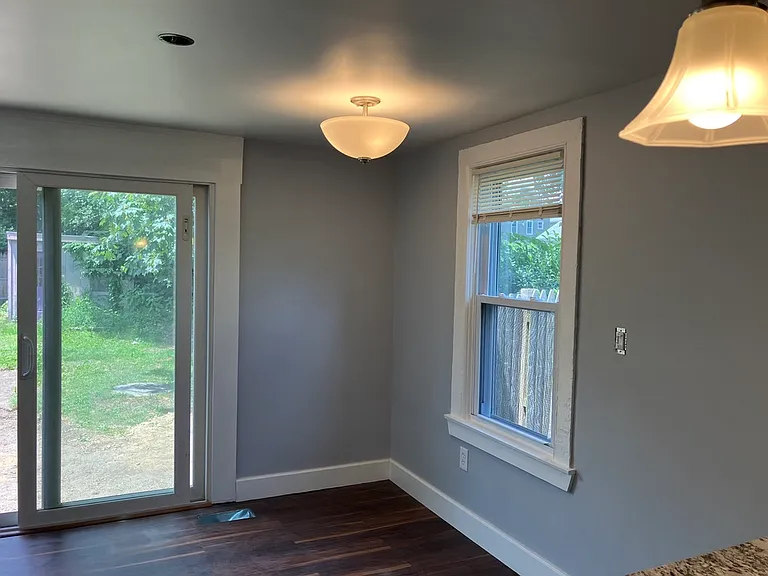 Dining area with dimmable light.