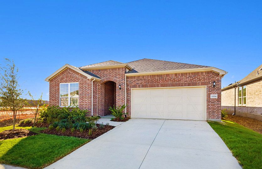 The Prestige, a one-story home with 2-car garage, shown with Home Exterior LS202
