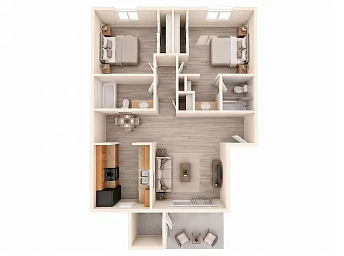 Floor plan 2 Bedroom - private balcony