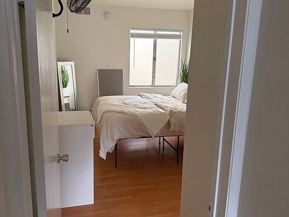 Bedroom with cool fan.