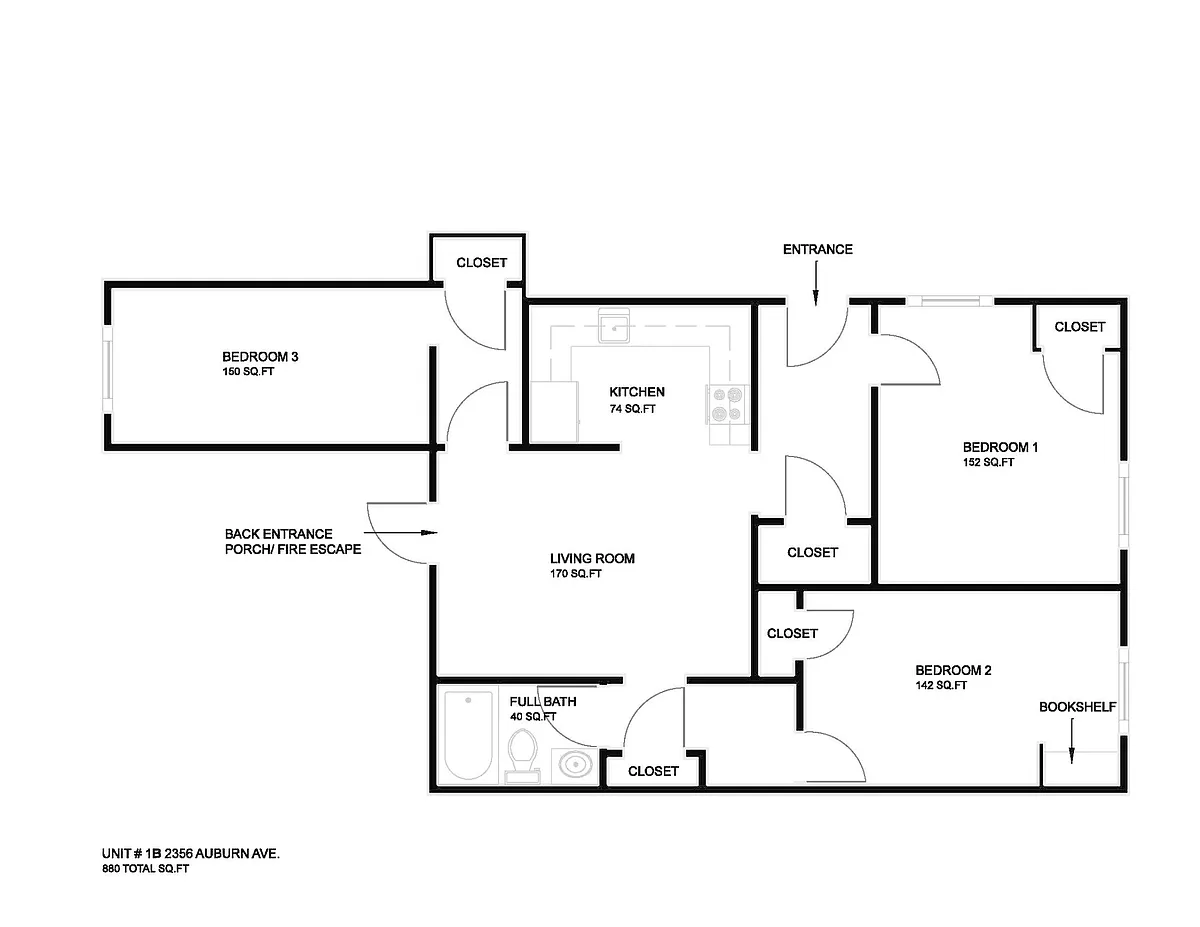 2356 Auburn Ave. #5B Floor Plan - 2356 Auburn Ave #5B