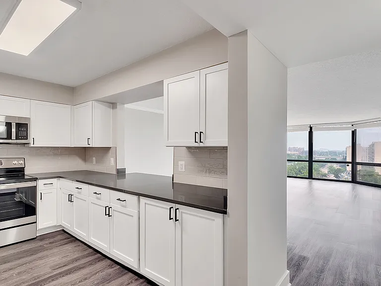 Your upgraded kitchen has quartz countertops, new flooring and stainless steel appliances