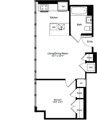 Floor plan One Bedroom C 15-20