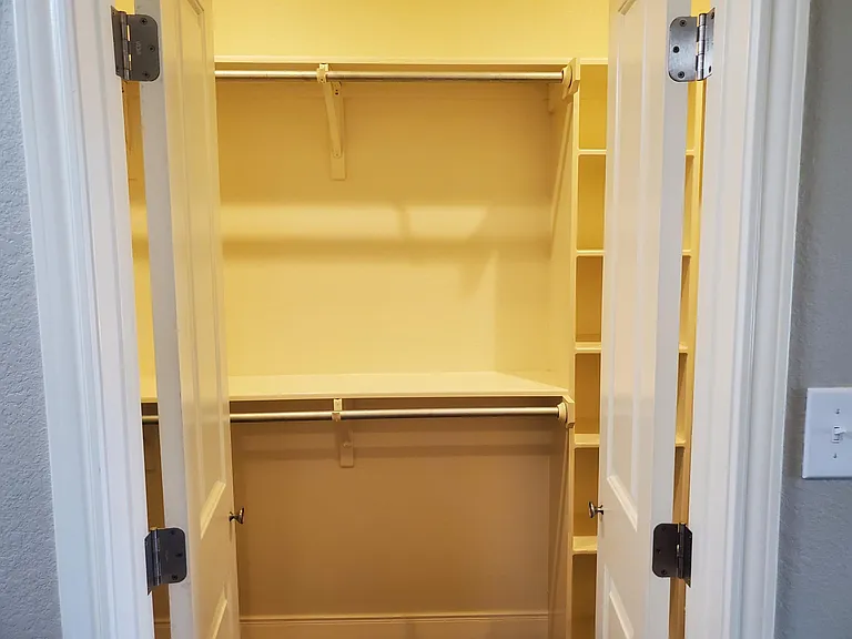 Walk in closet in master bath.