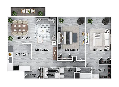 Floor plan Two Bedroom Two Bath