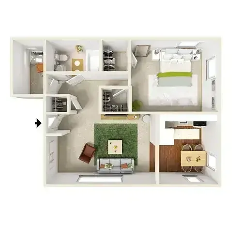 Floor plan 1 Bedroom w/Den