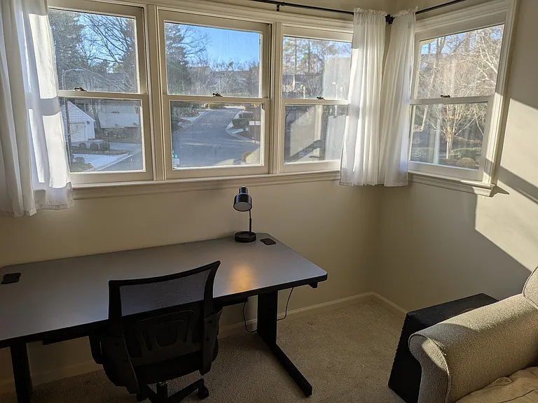 office/second bedroom, windows overlooking neighborhood.