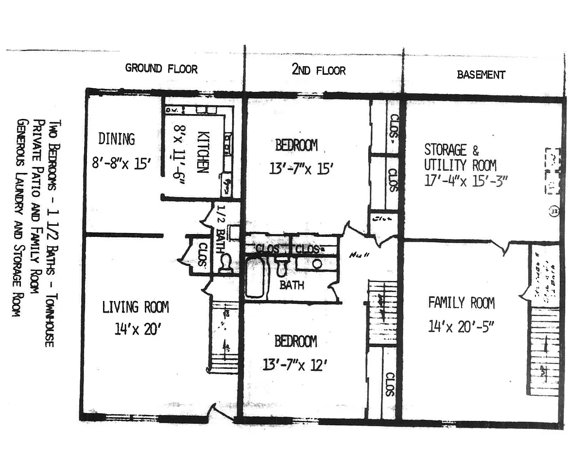 Floor plan 2 Bedroom Townhouse- Cynthia Circle