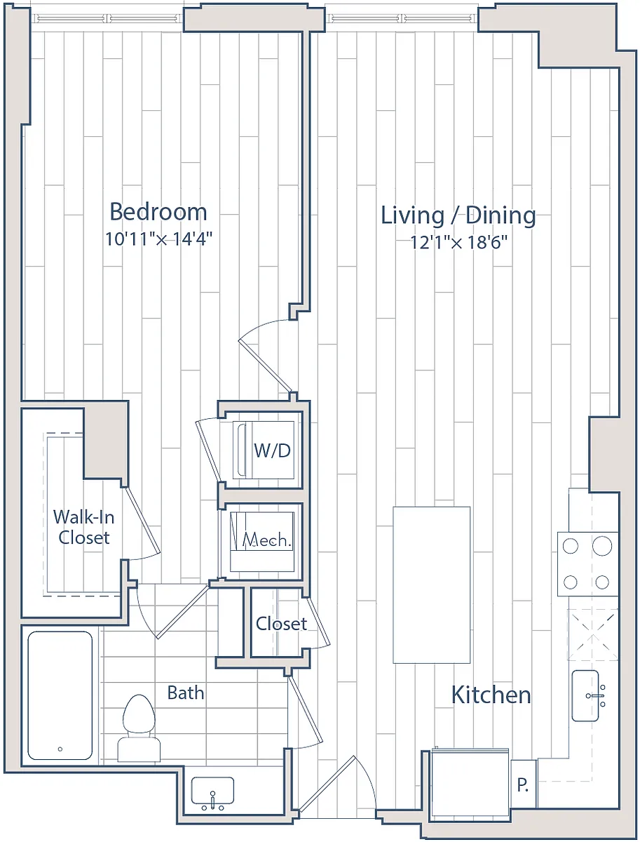 Floor plan 1 Bed/1 Bath-C6-1
